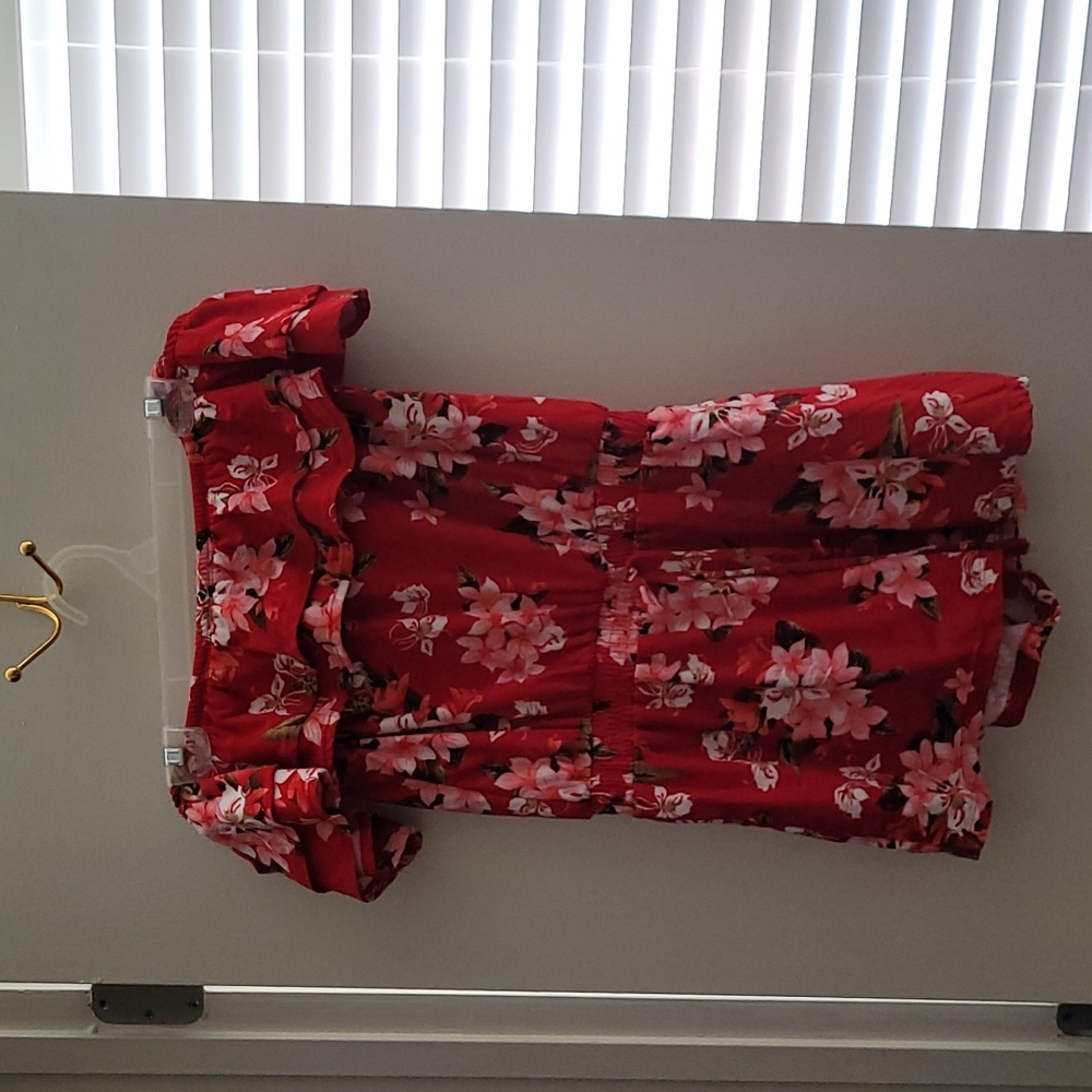 Hot Kiss, off shoulder, romper, floral print, sz L